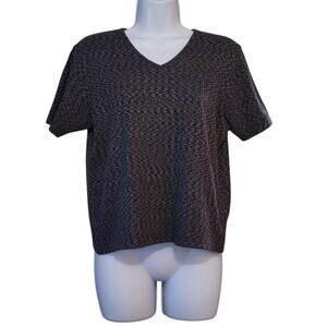 Emma James Womens Knit Tee Sweater Size M Short Sleeve V-Neck